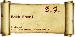 Bakk Fanni névjegykártya