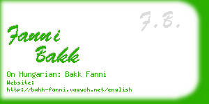 fanni bakk business card